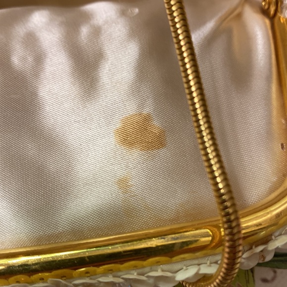 Vintage made in Hong Kong cream handmade sequin for wedding/evening/prom purse - Picture 7 of 10